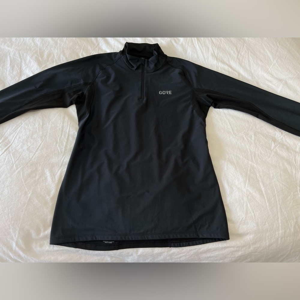 Gore Running Wear Jacket Womens L Black 1/4 Zip Windstopper Pullover